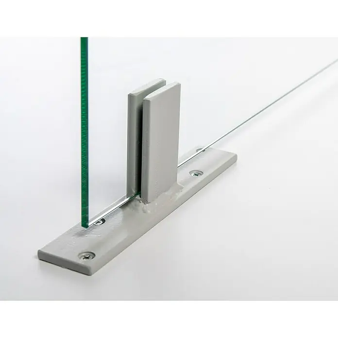 Room Plaza Standfuß - 200 x 40 mm, Lichtgrau, Passend für: Room Plaza Hygieneschutzglas - Linke Seitenansicht