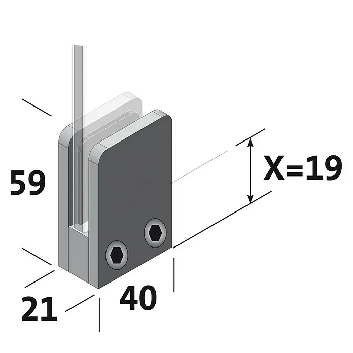 Room Plaza Halter - 59 x 40 mm, Edelstahl, Passend für: Room Plaza Hygieneschutzglas