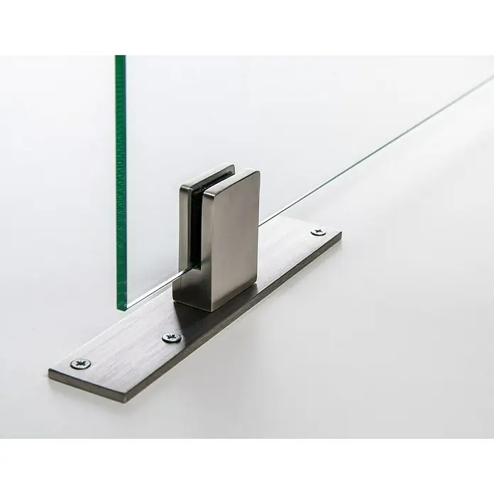 Room Plaza Standfuß - 200 x 40 mm, Edelstahl, Passend für: Room Plaza Hygieneschutzglas - Linke Seitenansicht