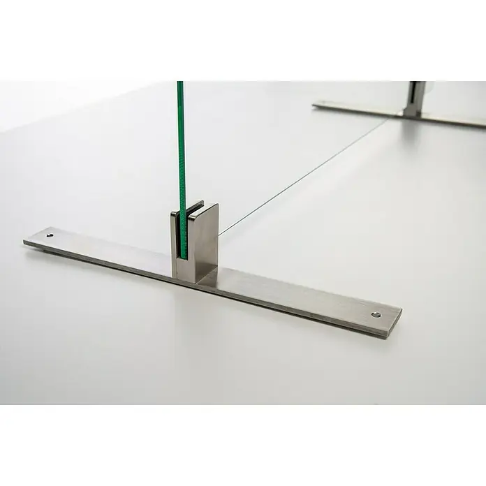 Room Plaza Standfuß - 350 x 40 mm, Edelstahl, Passend für: Room Plaza Hygieneschutzglas - Linke Seitenansicht