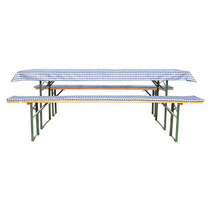 Bierbankauflagen-Set - 3 -tlg., Blau/Weiß, 240 x 70 cm, 100 % Polyester - Linke Seitenansicht