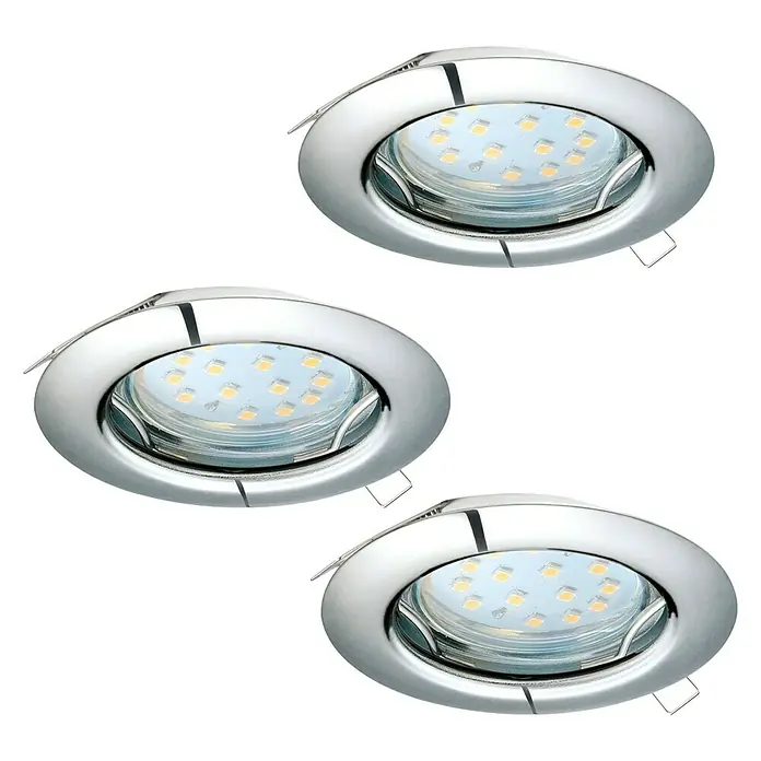 Eglo Set ugradbenih LED svjetiljki Peneto - 9 W, D x Š x V: 7,8 cm x 7,8 cm x 11,5 mm, Krom, 3 Kom., Topla bijela - Pogled sprijeda