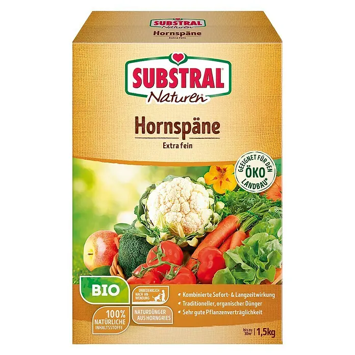 Substral Naturen Bio-Hornspäne - 1,5 kg, Inhalt ausreichend für ca.: 30 m²