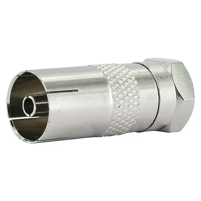 Schwaiger Koaksijalni adapter - F utikač, IEC utičnica, 1 kom - Pogled sprijeda