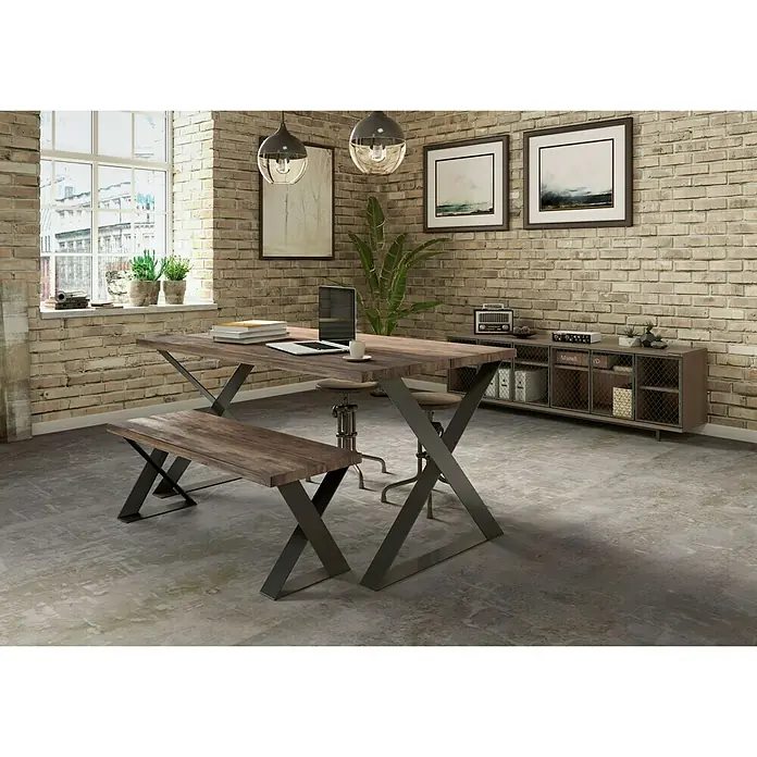 Pata de mesa Aspa - L x An x Al: 38 x 8,5 x 38 cm, Capacidad de carga: 150 kg, Negro
