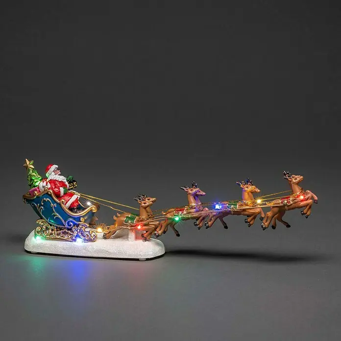 Konstsmide Led-decoratielamp - Kerstman in een rendierslee, l x b x h: 35,5 x 6,5 x 14 cm, Polyresin - Vooraanzicht