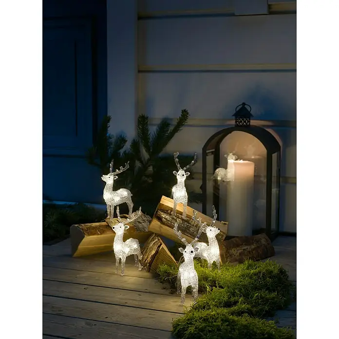 Konstsmide Led-feestverlichting Rendier - Buiten, l x b x h: 4 m x 13 cm x 19 cm, 5 st., Warm wit - Sfeeropname