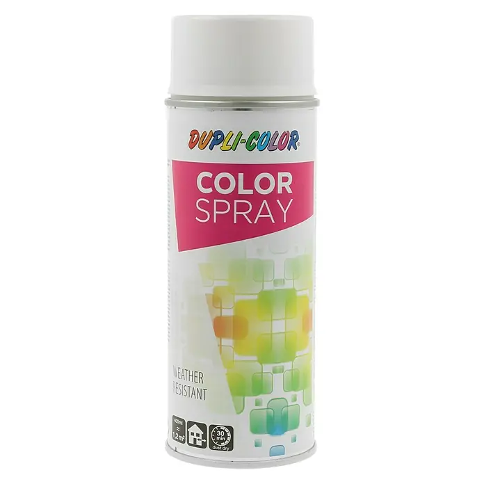 Dupli-Color Color Lak u spreju RAL 9010 - Sjaj, 400 ml, Čisto bijele boje - Pogled sprijeda