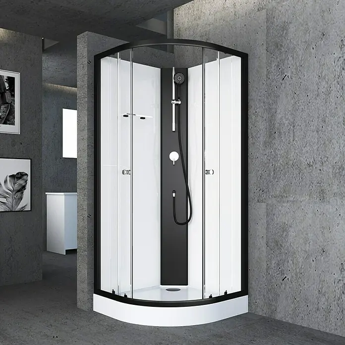Cabina de ducha Black Sea - 90 x 90 x 210 cm, Blanco/Negro - Foto ambiente