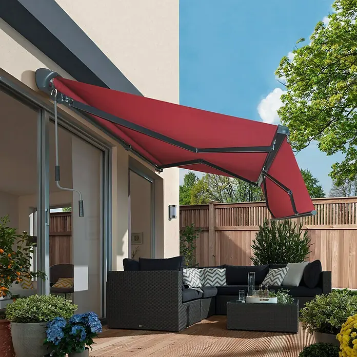 Sunfun Gelenkarmmarkise - Bordeaux, Breite: 3,95 m, Ausfall: 3 m