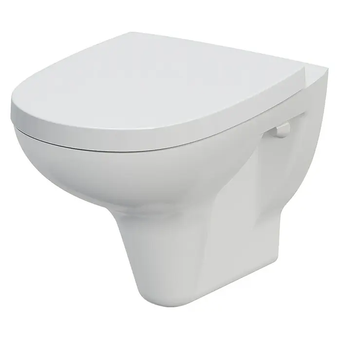 Wand-WC-Set Arteco - Spülrandlos, Ohne Spezialglasur, Spülform: Tief, WC Abgang: Waagerecht, Weiß