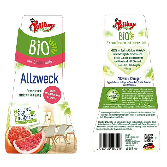Poliboy Bio Allzweckreiniger - 500 ml, Flasche mit Sprühkopf