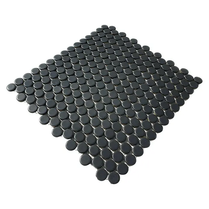 Mosaikfliese Knopf Uni 892N - 30,5 x 32 cm, Schwarz, Matt - Ansicht von oben