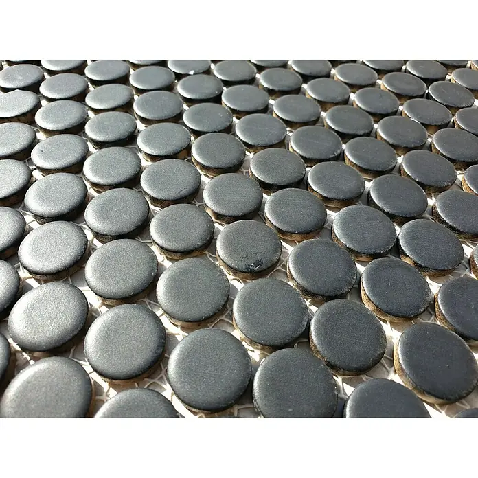 Mosaikfliese Knopf Uni 892N - 30,5 x 32 cm, Schwarz, Matt - Detailaufnahme
