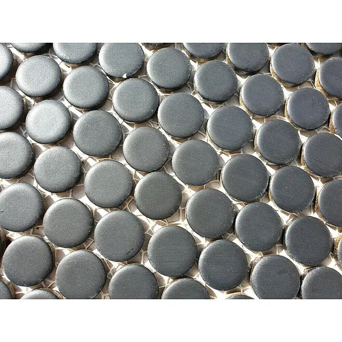 Mosaikfliese Knopf Uni 892N - 30,5 x 32 cm, Schwarz, Matt - Detailaufnahme