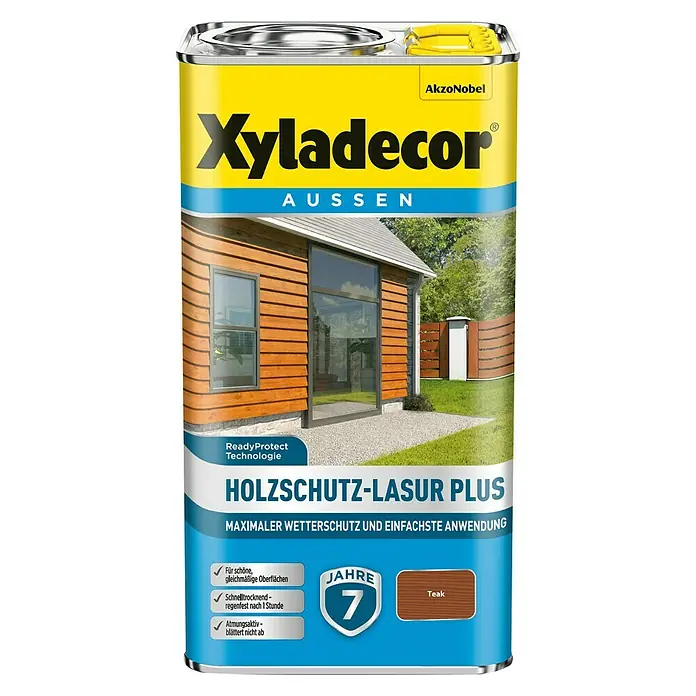 Xyladecor Holzschutzlasur Plus - Teak, 4 l, Seidenmatt