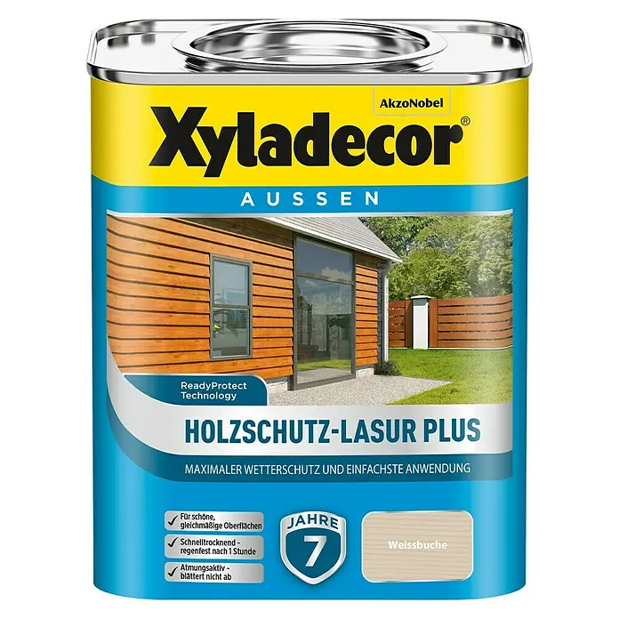 Xyladecor Holzschutzlasur Plus - Weißbuche, 750 ml, Seidenmatt