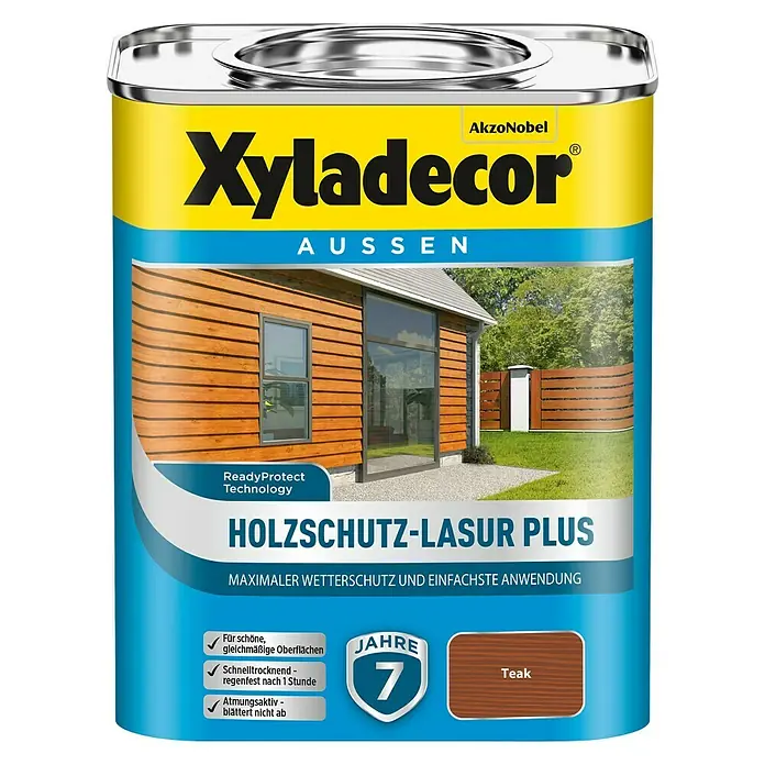 Xyladecor Holzschutzlasur Plus - Teak, 750 ml, Seidenmatt