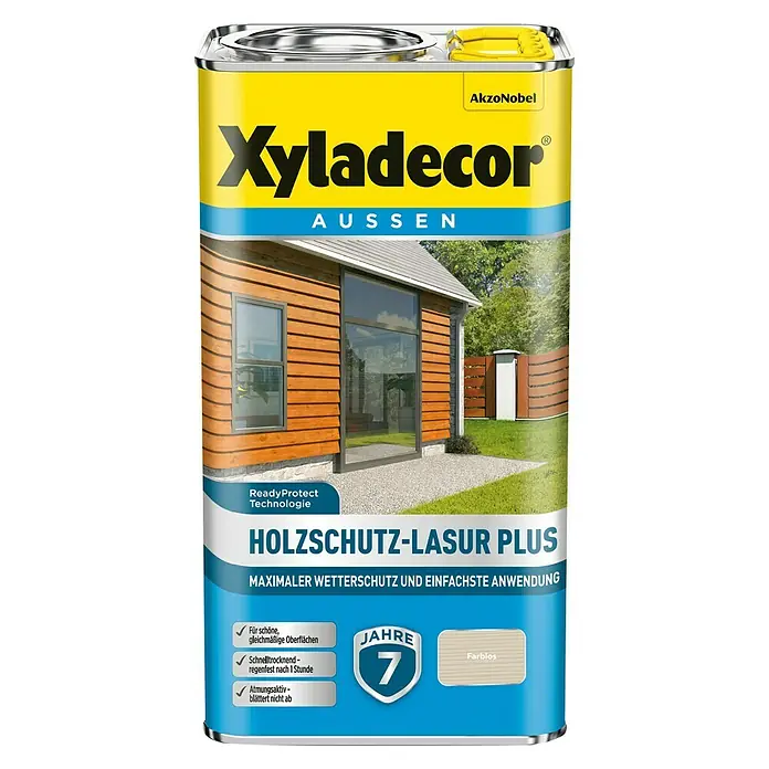 Xyladecor Holzschutzlasur Plus - Farblos, 4 l, Seidenmatt