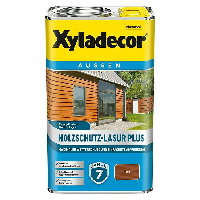 Xyladecor Holzschutzlasur Plus - Teak, 2,5 l, Seidenmatt