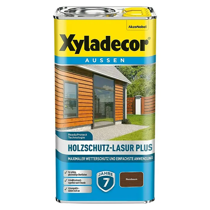 Xyladecor Holzschutzlasur Plus - Nussbaum, 4 l, Seidenmatt