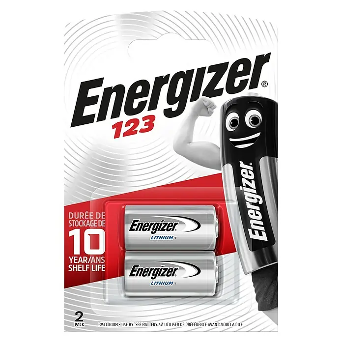 Energizer Batterie - Lithium, CR123A, 3 V, 2 Stk. - Vorderansicht