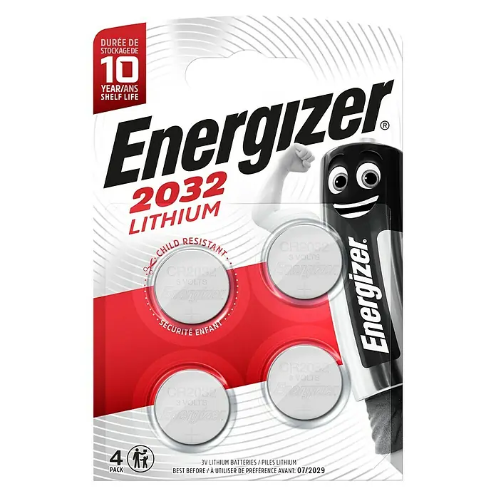 Energizer Knopfzelle - CR2032, 3 V, 4 Stk. - Vorderansicht