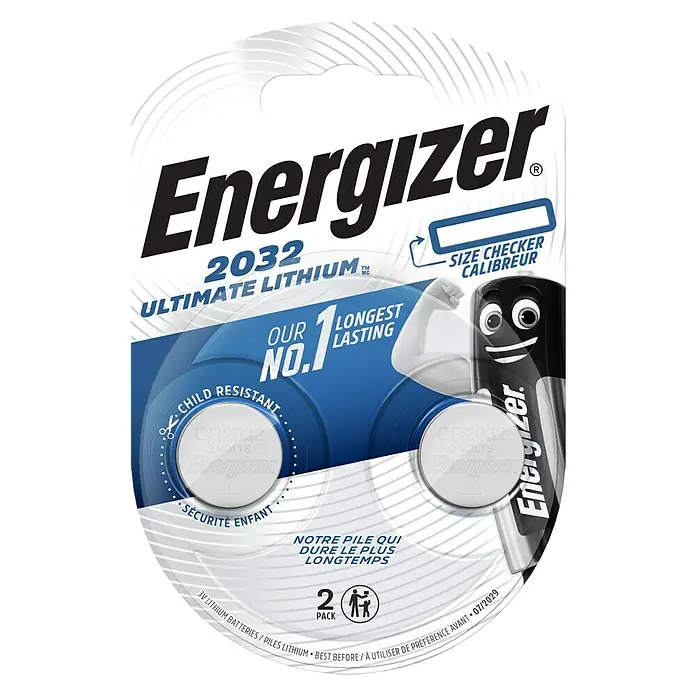 Energizer Ultimate Lithium Pila de botón CR2032 - Litio, CR2032, 3 V, 2 ud. - Vista frontal