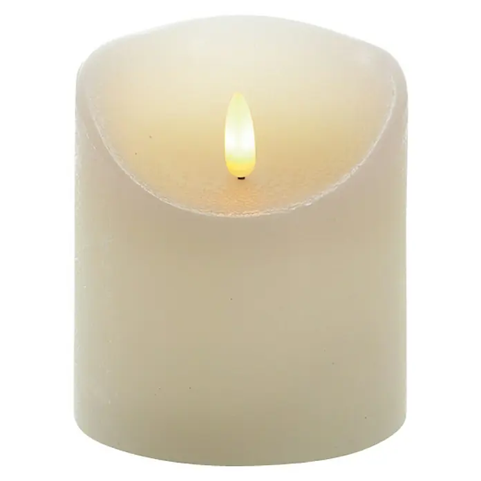 Vela con LED Lumbre Rustic - Ø x Al: 9 x 10 cm, Crema, Cera natural