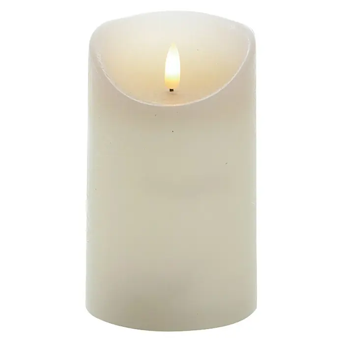 Vela con LED Lumbre Rustic - Ø x Al: 9 x 20 cm, Crema, Cera natural
