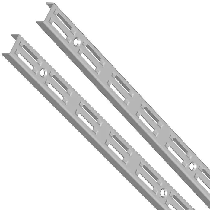 Element System Guía para la pared - Específico para: Soporte con rejilla 50 mm, Largo: 50 cm, Sistema de dos agujeros, Aluminio blanco - Vista frontal