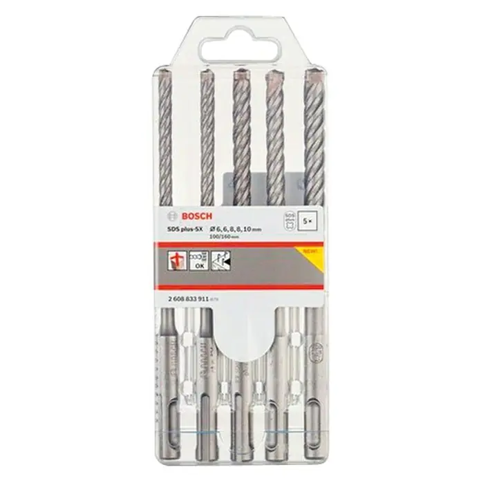 Bosch Set de brocas para hormigón SDS-Plus 5X - 5 pzs., Diámetro: 6 mm - 10 mm