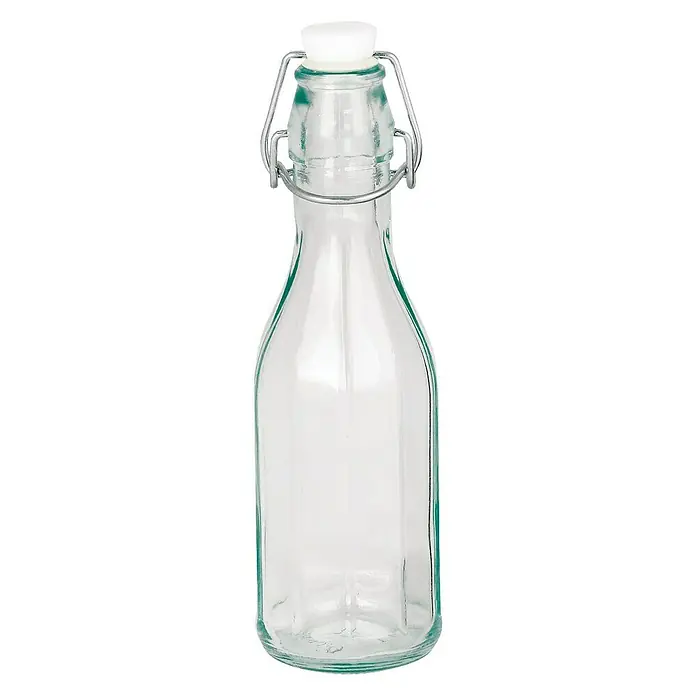 Glasflasche mit Bügelverschluss - 250 ml, 10-eckige Form