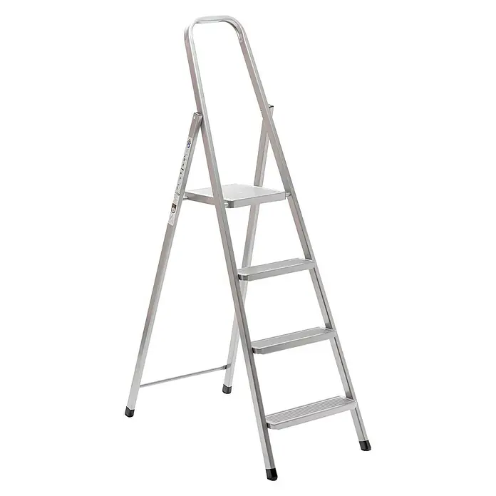 Stufenstehleiter - Arbeitshöhe: 156,5 cm, 4 Stufen, Tiefe Stufen: 49 cm, Stahl