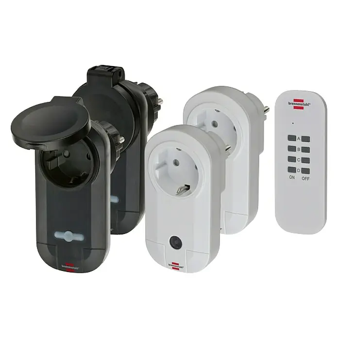 Brennenstuhl Funksteckdosen-Set Comfort-Line - Weiß, Schwarz, Reichweite ca.: 25 m, Max. Anschlussleistung: 1.000 W