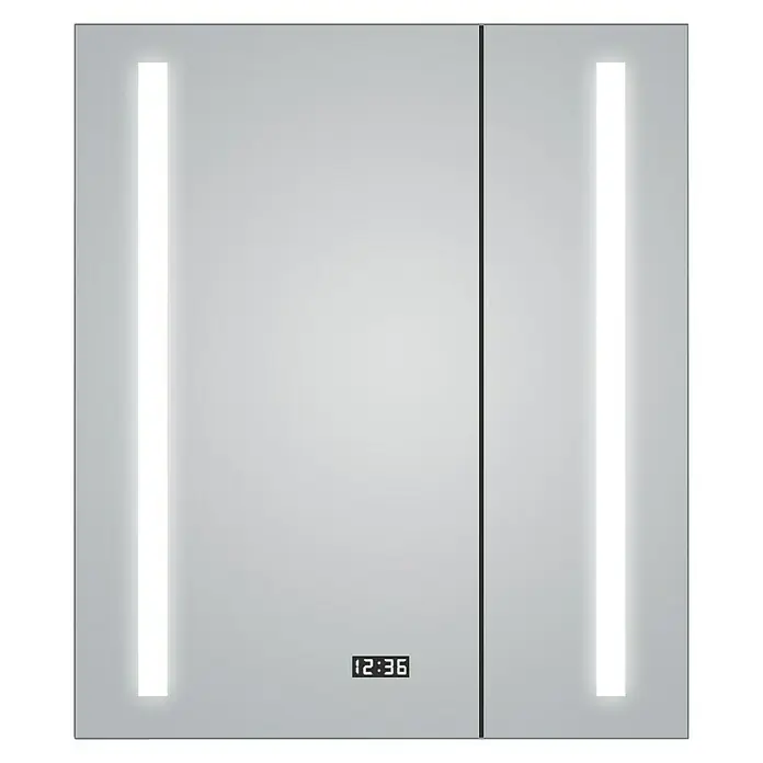 DSK LED-Spiegelschrank Aluminio Sun - B x H: 60 x 70 cm, Mit Beleuchtung, Aluminium - Vorderansicht