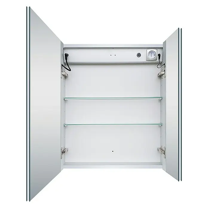 DSK LED-Spiegelschrank Aluminio Sun - B x H: 60 x 70 cm, Mit Beleuchtung, Aluminium - Vorderansicht