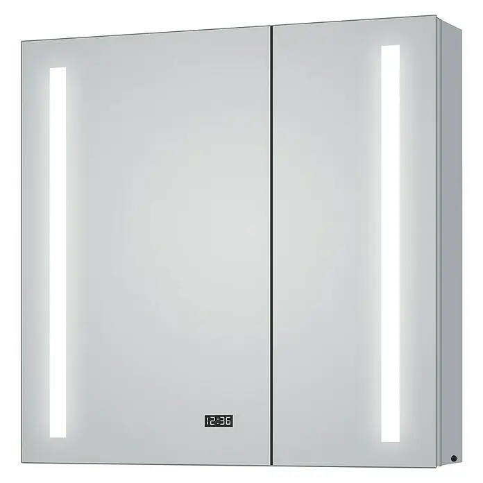 DSK LED-Spiegelschrank Aluminio Sun - B x H: 80 x 70 cm, Mit Beleuchtung, Aluminium - Vorderansicht