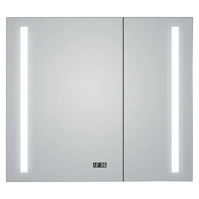 DSK LED-Spiegelschrank Aluminio Sun - B x H: 80 x 70 cm, Mit Beleuchtung, Aluminium - Vorderansicht