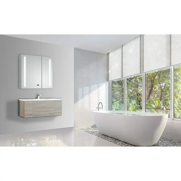 DSK LED-Spiegelschrank Aluminio Sun - B x H: 80 x 70 cm, Mit Beleuchtung, Aluminium - Stimmungsaufnahme