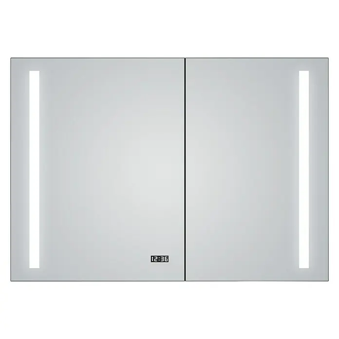 DSK LED-Spiegelschrank Aluminio Sun - B x H: 100 x 70 cm, Mit Beleuchtung, Aluminium - Vorderansicht