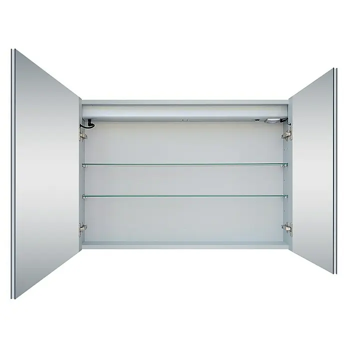 DSK LED-Spiegelschrank Aluminio Sun - B x H: 100 x 70 cm, Mit Beleuchtung, Aluminium - Vorderansicht