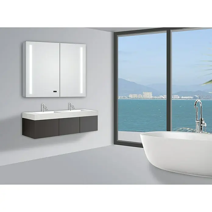 DSK LED-Spiegelschrank Aluminio Sun - B x H: 100 x 70 cm, Mit Beleuchtung, Aluminium - Stimmungsaufnahme