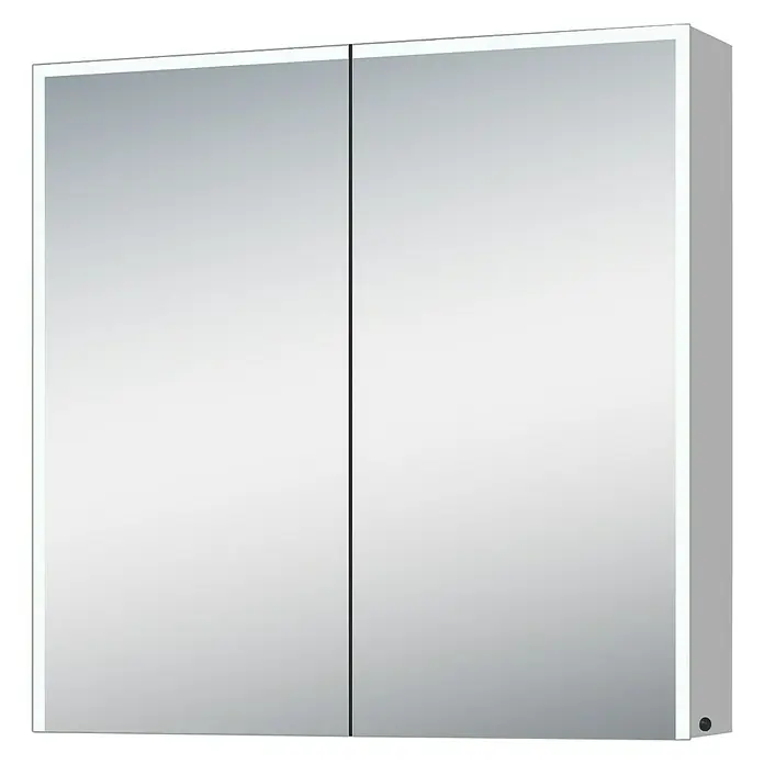 DSK LED-Spiegelschrank Aluminio Star - B x H: 80 x 70 cm, Mit Beleuchtung, Aluminium, Silber - Vorderansicht