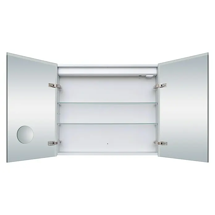 DSK LED-Spiegelschrank Aluminio Star - B x H: 80 x 70 cm, Mit Beleuchtung, Aluminium, Silber - Vorderansicht