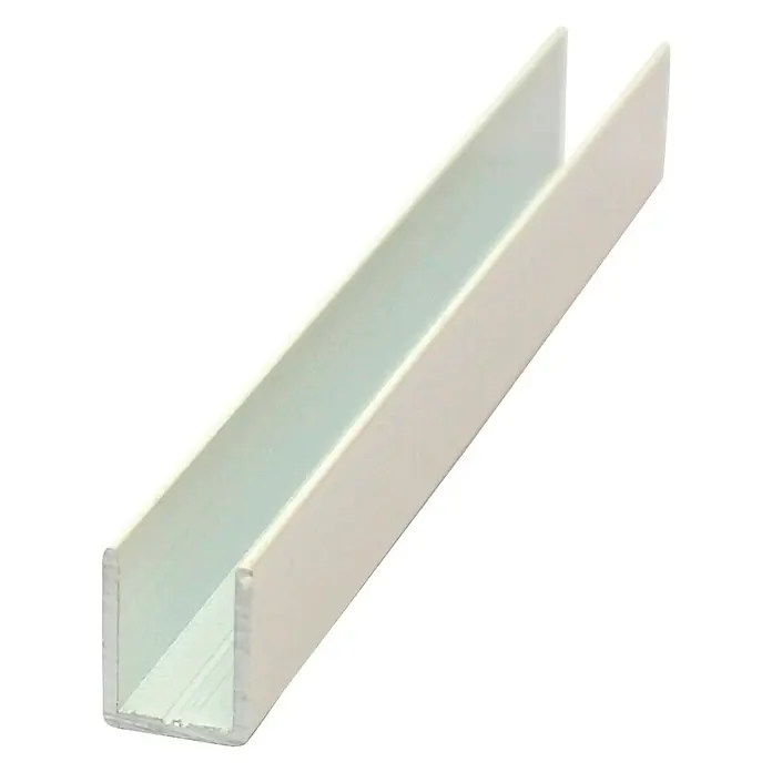 Perfil en U rectangular - L x An x Al: 200 cm x 10 mm x 15 mm, Aluminio, Blanco