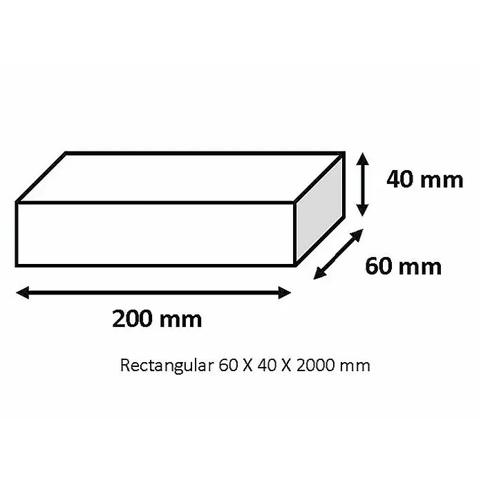 Tubo rectangular de compensación - L x An x Al: 200 x 6 x 4 cm, Aluminio, Plateado