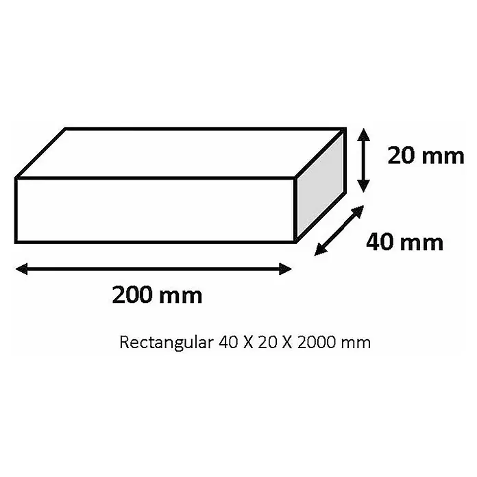 Tubo rectangular de compensación - L x An x Al: 200 x 4 x 2 cm, Aluminio, Plateado