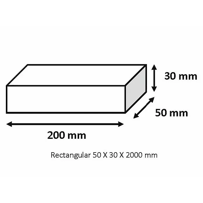 Tubo rectangular de compensación - L x An x Al: 200 x 5 x 3 cm, Aluminio, Cromo brillo