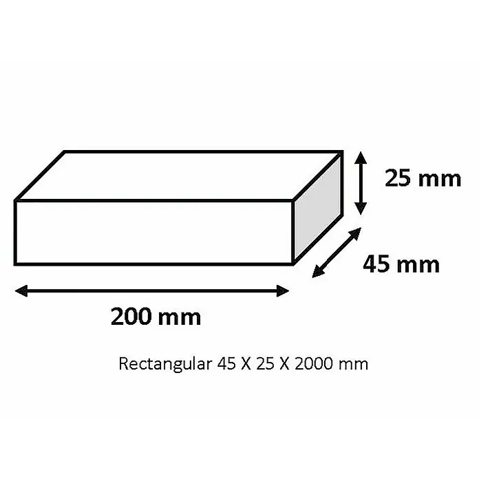 Tubo rectangular de compensación - L x An x Al: 200 x 4,5 x 2,5 cm, Aluminio, Cromo